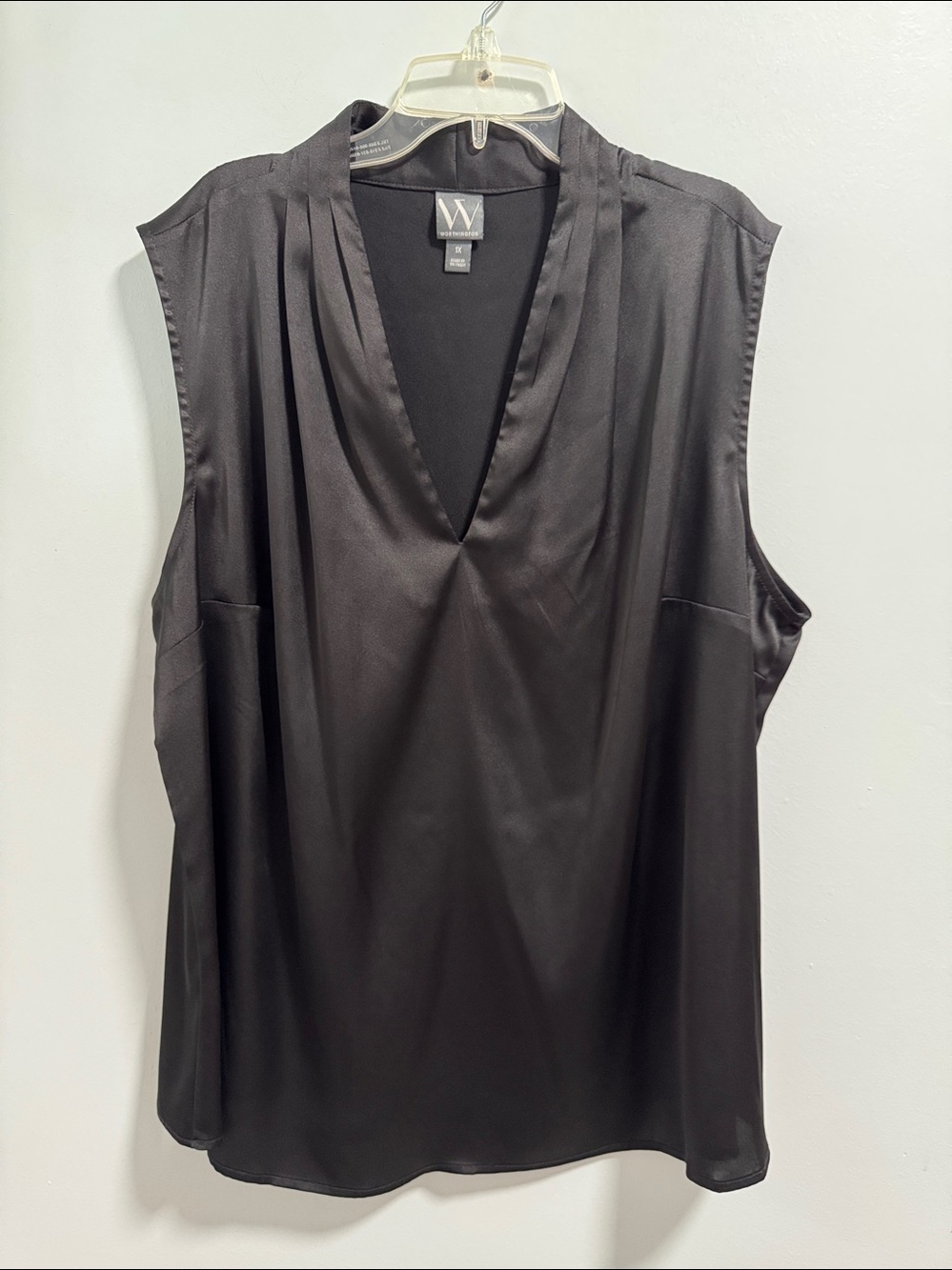 Worthington Black Satin V-Neck Sleeveless Camisole
